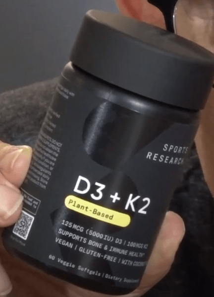 Vitamin D3 + K2 by Sports Research Plant-Based D3 K2